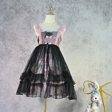ロリータ オーバースカート チュールスカート スカートカバー エプロンスカート ストラップ付 2WAY 丈60cm