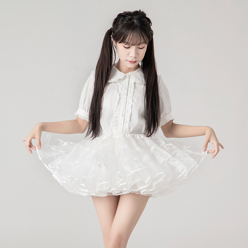 ボリューム パニエ 30cm丈 ロリータ ミニ丈 ショート丈 フリル