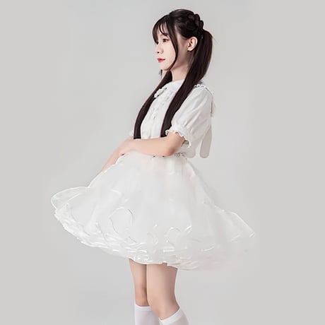 パニエ ボリュームアップ 膝丈 ミディアム丈 丈45cm フリルいっぱい スカート ふわふわ チュチュスカート