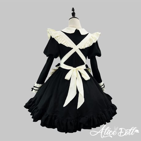 クラシカル メイド服 メイド ワンピース エプロン カチューシャ 付け袖 長袖 半袖 2way ミニ丈