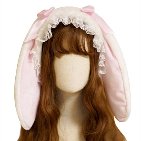 ロリータ  ヘッドドレス うさぎ お耳 レース Lolita甘ロリ たれ耳 へアドレス カチューシャ  兎
