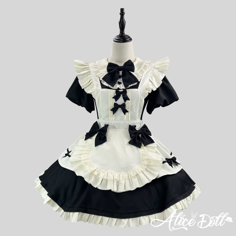 希少y2kロリィタ半袖バッスルフリルチロルワンピースエプロン付/付属欠