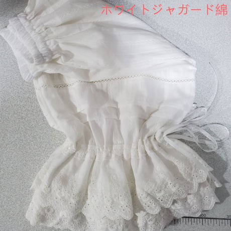即納 ロリータ ドロワーズ 春夏 二段フリル かぼちゃパンツ 刺繍 リボン付き
