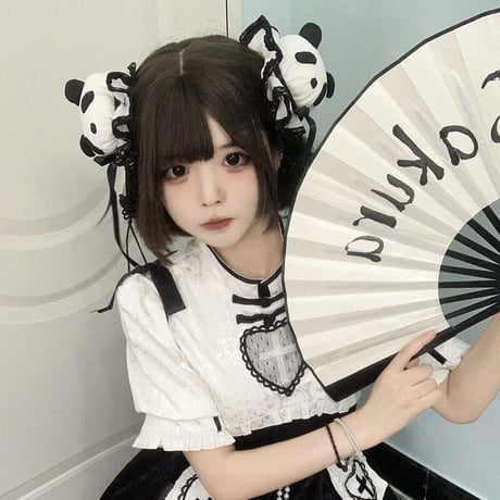 ロリータ 髪飾り パンダ 中華風 ヘアアクセ ゆめかわいい 中華ロリ 華ロリ チャイナお団子 Lolita レース