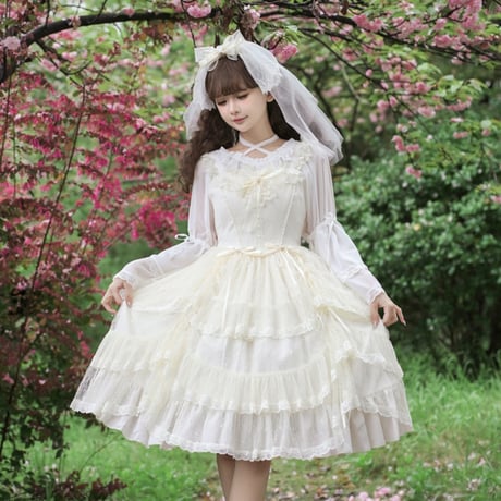 新作 春夏 ロリータ Lolita ジャンパースカート ワンピース ドレス ロリィタ ゴスロリ レース リボン