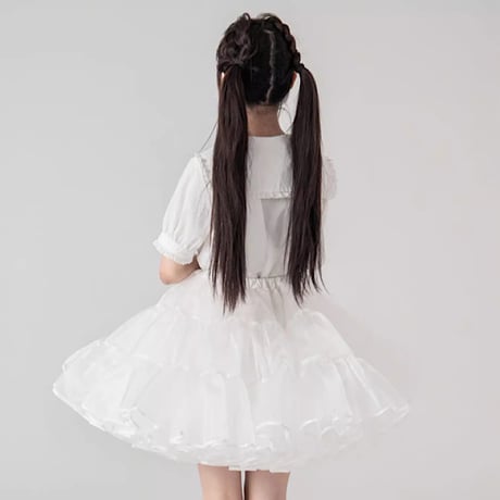 パニエ ボリュームアップ 膝丈 ミディアム丈 丈45cm フリルいっぱい スカート ふわふわ チュチュスカート
