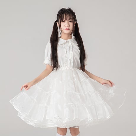 ボリュームアップ パニエ ロリィタ 大人用 55cm丈 ミディアム丈 ロング丈 膝丈 膝下 多層オーガンジー
