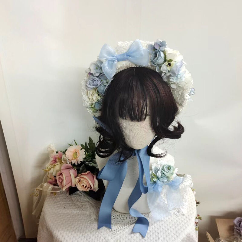 ロリータ 麦わら 帽子 ゴスロリ ゴシック ハンドメイド カンカン帽