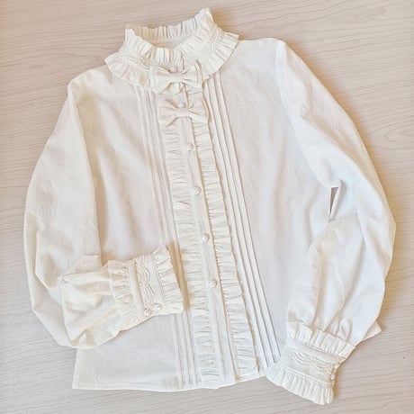 ロリータ レディース ブラウス シャツ 春秋 Lolita トップス コットン 立ち襟 フリル レース  XS-2XL フェミニン