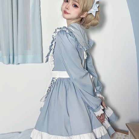 メイド服 セーラー風 セーラーワンピース セーラー服 メイドカフェ コスプレ制服 ロリータ ドレス 姫ロリ