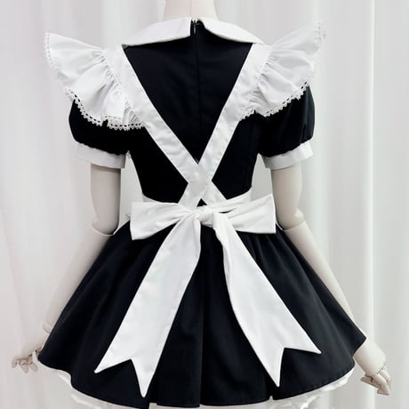 クラシカル メイド服 ワンピース エプロン 猫耳カチューシャ付き セット コスプレ衣装 ロリータ風