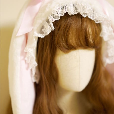 ロリータ  ヘッドドレス うさぎ お耳 レース Lolita甘ロリ たれ耳 へアドレス カチューシャ  兎