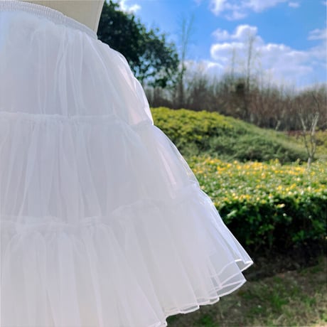 パニエ ロリィタ 45cm フリルいっぱい 4層 オーガンジー ペチコート チュチュスカート