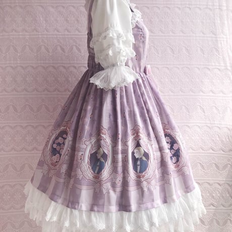 ロリータ ワンピース ジャンパースカート  春 夏 オリジナルプリント  軽やか 薄手  日常服