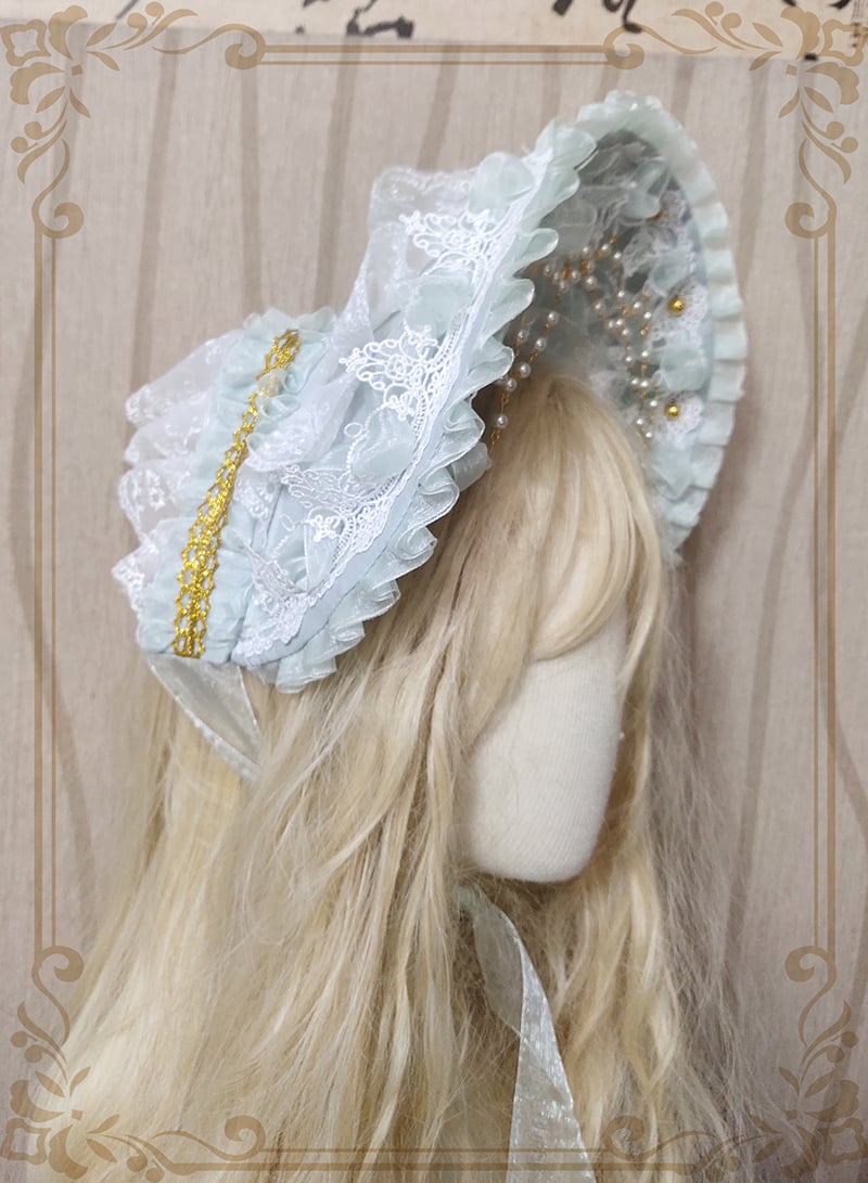 タグ付き未使用 メイドキャップ ボンネット ロリータ ヘッドドレス タグ付き未使用 メイドキャップ ボンネット ロリータ ヘッド