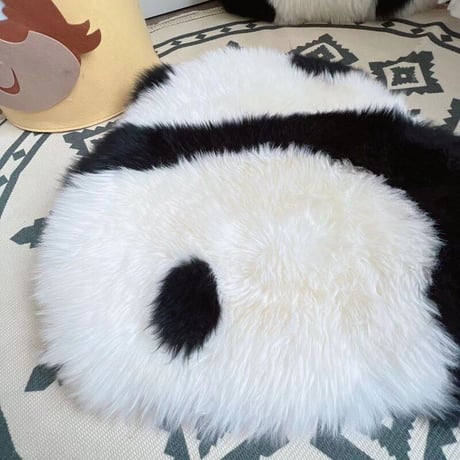 天然ムートン パンダクッション 抱き枕 羊毛 ウール パンダカーペット ロリータ ゆめかわいい 長毛ムートン 癒し パンダ