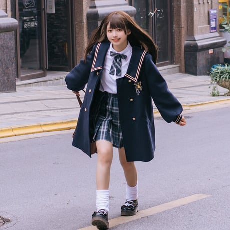 ロリータ 学園風 ラシャコート トレンチコート Pコート レディース 日常 可愛い 厚手 あったか JK 秋冬 制服 女子高生 通学