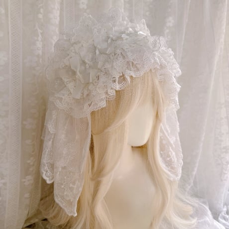 即納 ロリータ Lolita ヴェール付き ヘアバンド ヘッドドレス ウエディングベール クラロリ ゴスロリ 甘ロリ
