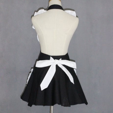 エプロン メイド ロリータ ポケット付き ハート リボン フリル 可愛い コスプレ