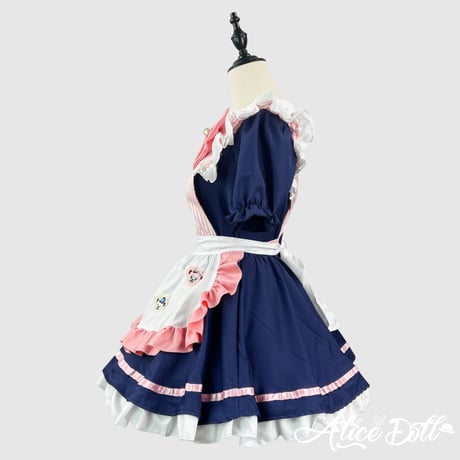 メイド服 メイド ワンピース エプロン カチューシャ 猫の肉球 ストライプ 半袖 ミニ丈 コスプレ ドレス