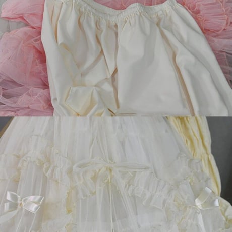 Lolita ロリータ オーバースカート ペチコート付き スカート チュールスカート 2Way ボトムス ゆめかわいい