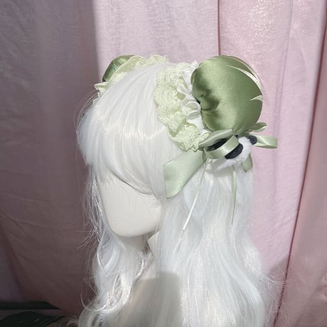 中華ロリ ヘッドアクセサリー パンダ柄 華ロリ お団子ヘア カチューシャ ロリータ ゆめかわいい