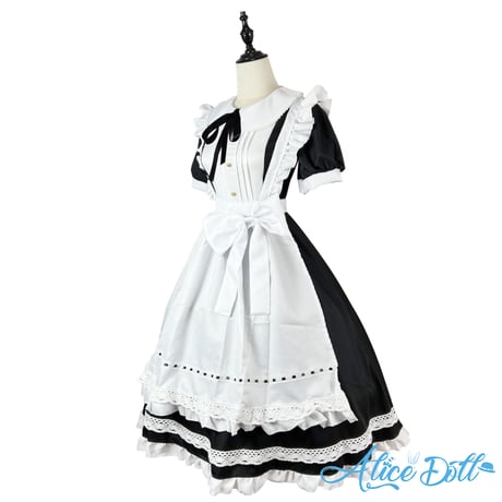メイド服 クラシカル ロング丈 ワンピース エプロン ヘッドドレス 長袖 半袖 クラシック ドレス ロリータ