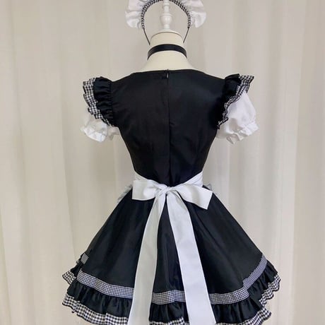 コスプレ 衣装 メイド服 ワンピース エプロン カチューシャ付き セット ロリィタ かわいい ネコ 猫 猫耳