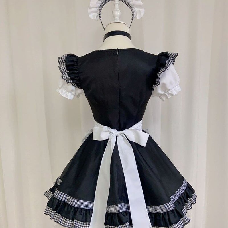 コスプレ 衣装 メイド服 ワンピース エプロン カチューシャ付き セット