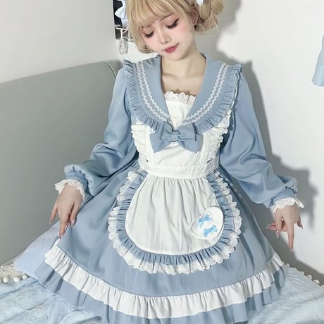 メイド服 セーラー風 セーラーワンピース セーラー服 メイドカフェ コスプレ制服 ロリータ ドレス 姫ロリ