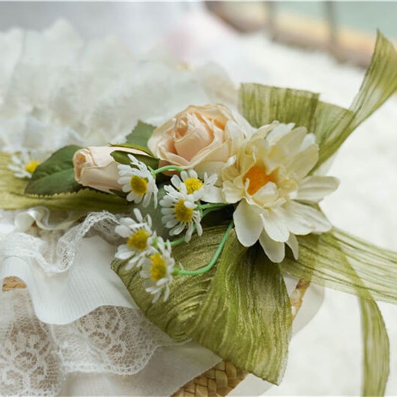 クラシカルロリータ 花柄 ヘッドドレス コサージュ付き