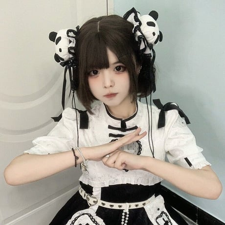 ロリータ 髪飾り パンダ 中華風 ヘアアクセ ゆめかわいい 中華ロリ 華ロリ チャイナお団子 Lolita レース