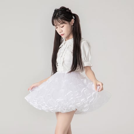 パニエ ゴスロリ ロリータ ミニ丈 35cm丈 ボリューム フリル 多層 ふわふわ 超ミニ チュチュスカート 甘ロリ