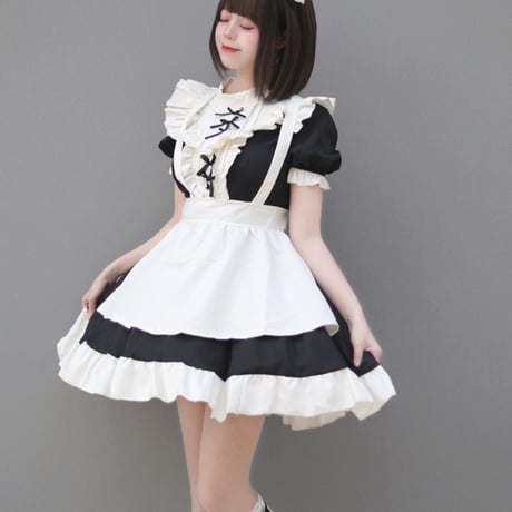コスプレ メイド服 メイド ゆめかわいい ワンピース エプロン カチューシャ 3点セット 半袖 ミニ丈