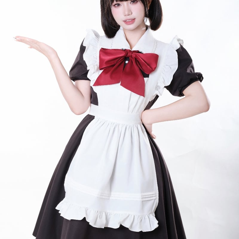 メイド服 ワンピース エプロン ヘッドドレス 4点セット 4点セット