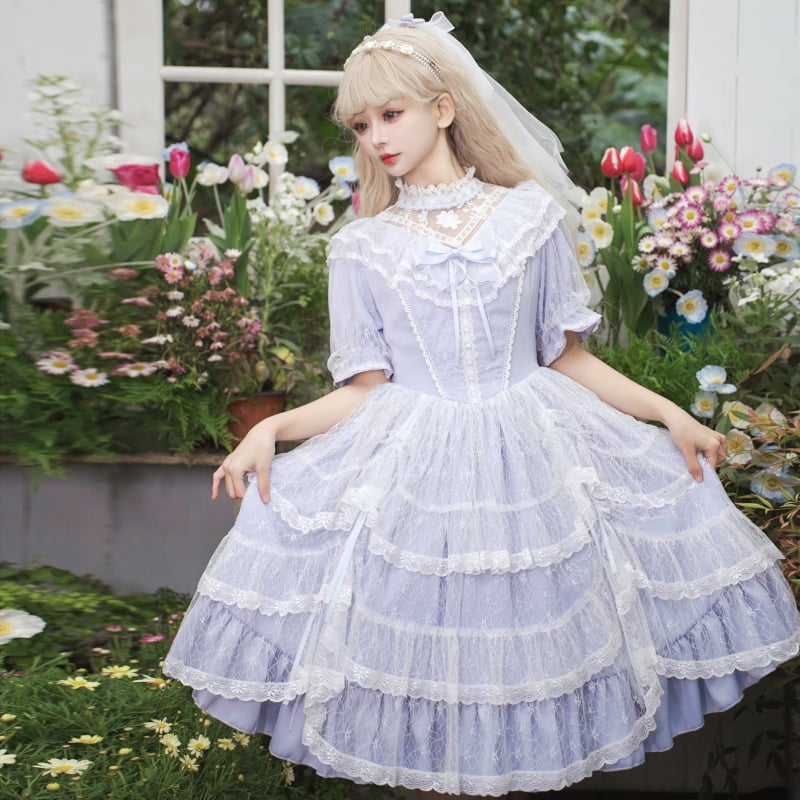 新作 ロリータ Lolita ワンピース 半袖 ドレス オーバースカート