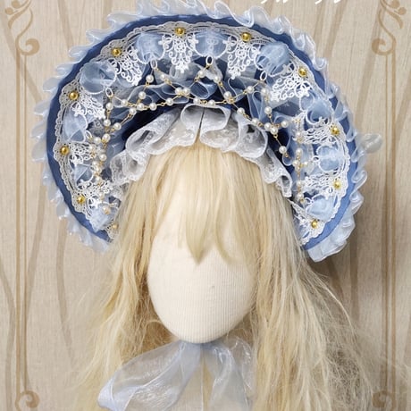 ロリータ ボンネット 帽子 ロリィタ ヘッドドレス カチューシャ クラシカル クラロリ 甘ロリ 選べる7色