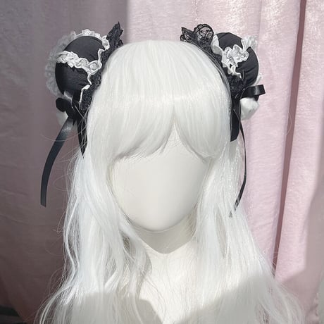 中華ロリ ヘッドアクセサリー パンダ柄 華ロリ お団子ヘア カチューシャ ロリータ ゆめかわいい