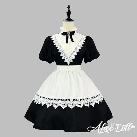 クラシカル メイド服 ワンピース＆エプロンセット ロング丈 ショート丈 付け袖 2WAY 長袖