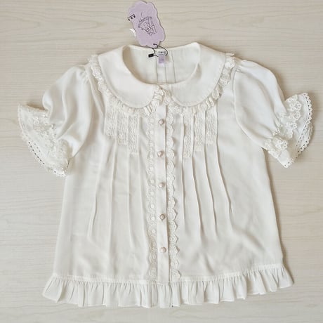 ロリータ ブラウス レディース ゴシック シャツ 夏  半袖 かわいい 可愛い ゴスロリ 上品 お嬢様 ホワイト ブラック