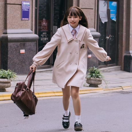 ロリータ 学園風 ラシャコート トレンチコート Pコート レディース 日常 可愛い 厚手 あったか JK 秋冬 制服 女子高生 通学