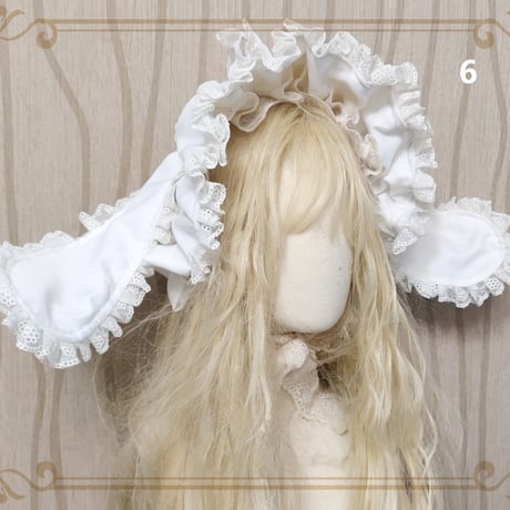ロリータ うさみみ ボンネット 帽子 兎 うさぎ耳 ウサ耳 耳つき 立ち上げ可能 ヘッドドレス カチューシャ １２色