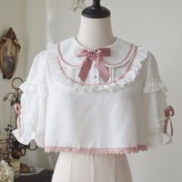 ロリータファッション ロリィタ ブラウス シャツ Lolita ショート丈 半袖 可愛い ホワイト ピンク
