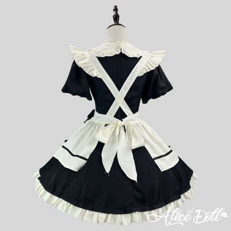 クラシカル ロリータ メイド服 ワンピース エプロン カチューシャ 付け袖 長袖 半袖 2way ミニ丈 クラシック