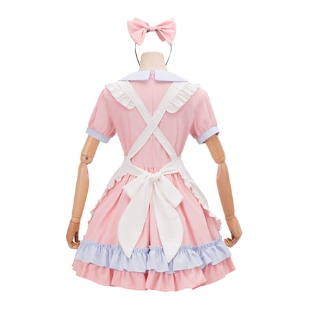 メイド服 エプロン コスプレ 甘ロリータ 3点セット 半袖 長袖 かわいい カチューシャ ロリータ ワンピース メイド