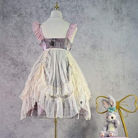 ロリータ オーバースカート チュールスカート スカートカバー エプロンスカート ストラップ付 2WAY 丈60cm