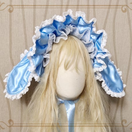 ロリータ うさみみ ボンネット 帽子 兎 うさぎ耳 ウサ耳 耳つき 立ち上げ可能 ヘッドドレス カチューシャ １２色