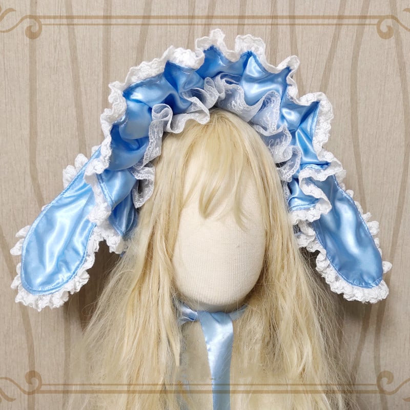 ロリータ うさみみ ボンネット 帽子 兎 うさぎ耳 ウサ耳 耳つき 立ち