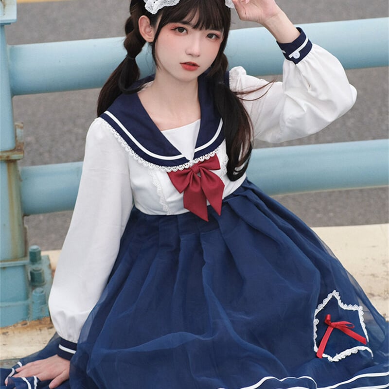 セーラー襟 ネイビー ロリータドレスセット