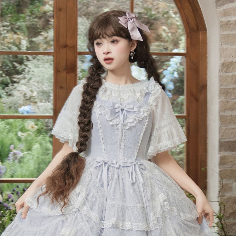 即納 ロリータ ロリィタ ブラウス シフォンブラウス 夏 半袖 5分袖